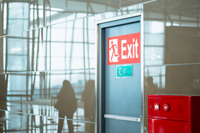 Empty,Closed,Emergency,Exit,Door,At,Airport